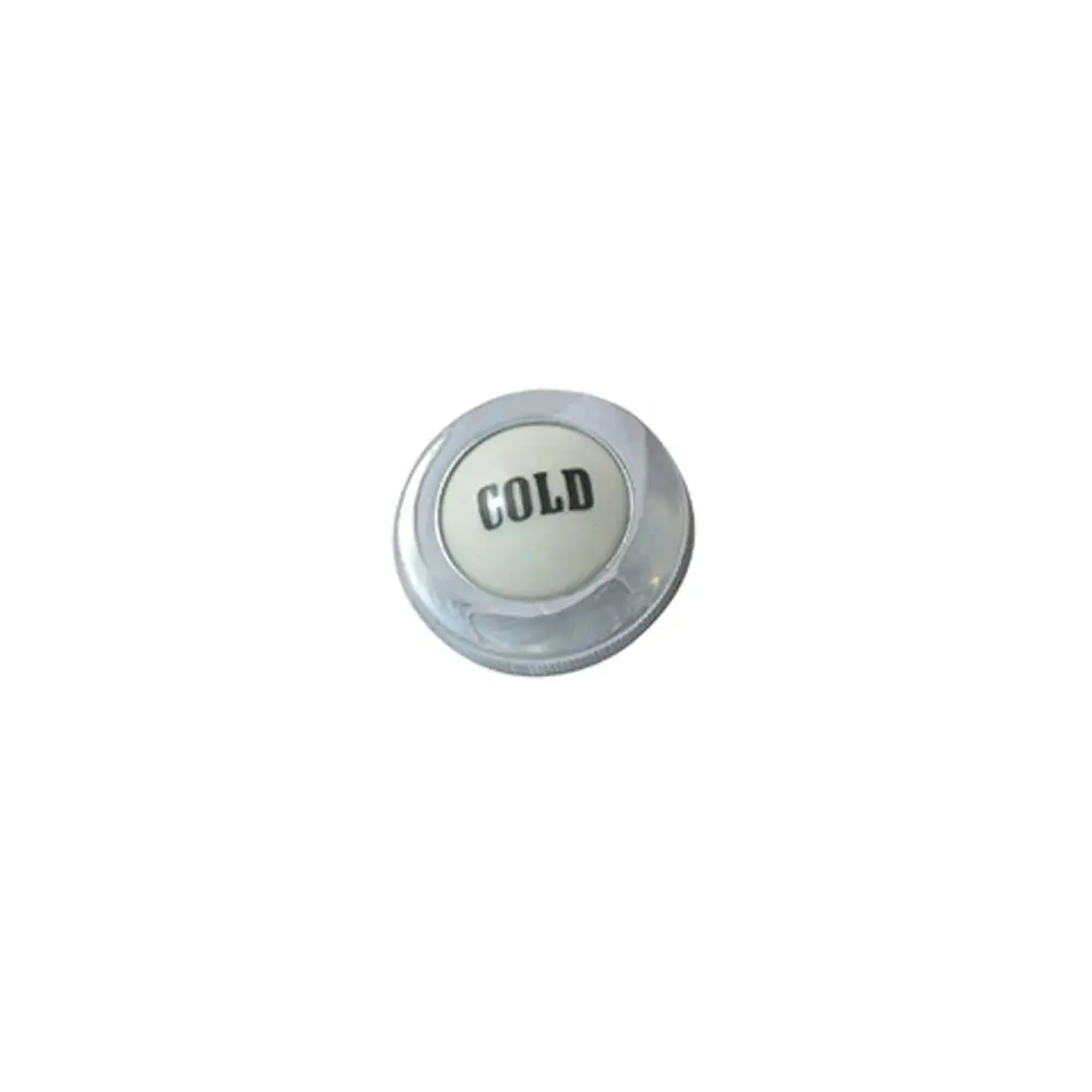 Porzellanmarkierung in Chromoptik mit der Aufschrift „COLD“. Passend als Ersatzteil für Produkte der Marke Kludi.